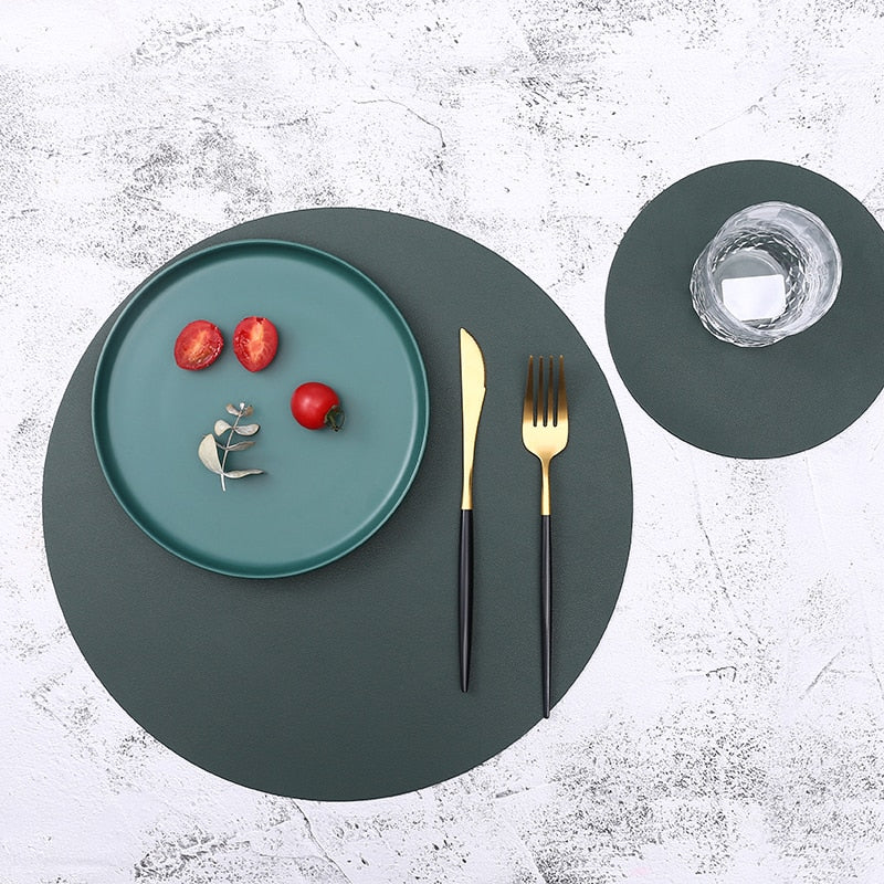 Küchen-Esstischmatten Isolierung, ölbeständiges Leder, Tischset, westliches Essen, Esszimmer