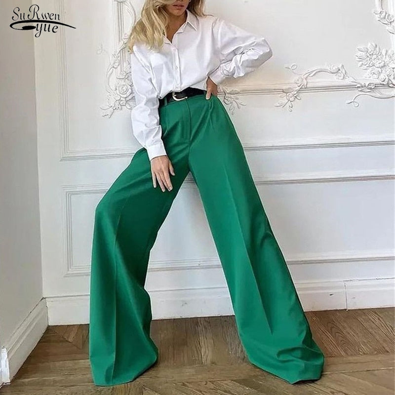 Blaue beiläufige hohe Taillen für Damen, Weiselose Ganzkörper Damen-Hosen