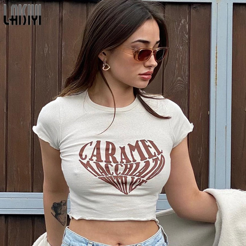 Nette Cartoon Prited T-Shirts, Lustige Teufel Kind Print Crop Top 90er Jahre, Kurzarm Sommer Mädchen T-shirt
