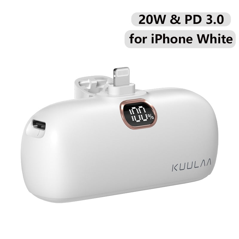 Mini tragbare Powerbank 5000mAh, PowerBank QC PD Schnelles Aufladen für iPhone 14, 13, 12