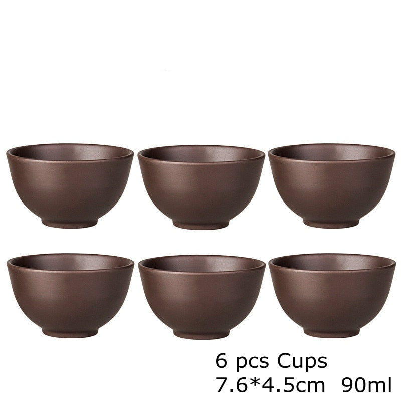 Große Kapazität handgefertigte Teekannen Yixing Lila Ton, Exquisite, handgefertigte, berühmte, chinesische Yixing-Teekanne und Tassen-Set