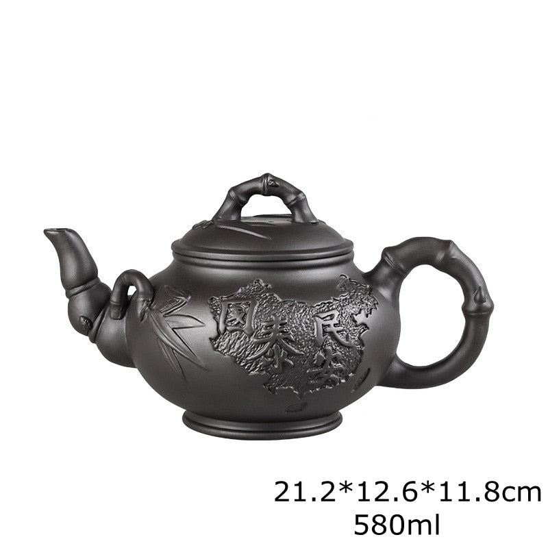 Große Kapazität handgefertigte Teekannen Yixing Lila Ton, Exquisite, handgefertigte, berühmte, chinesische Yixing-Teekanne und Tassen-Set