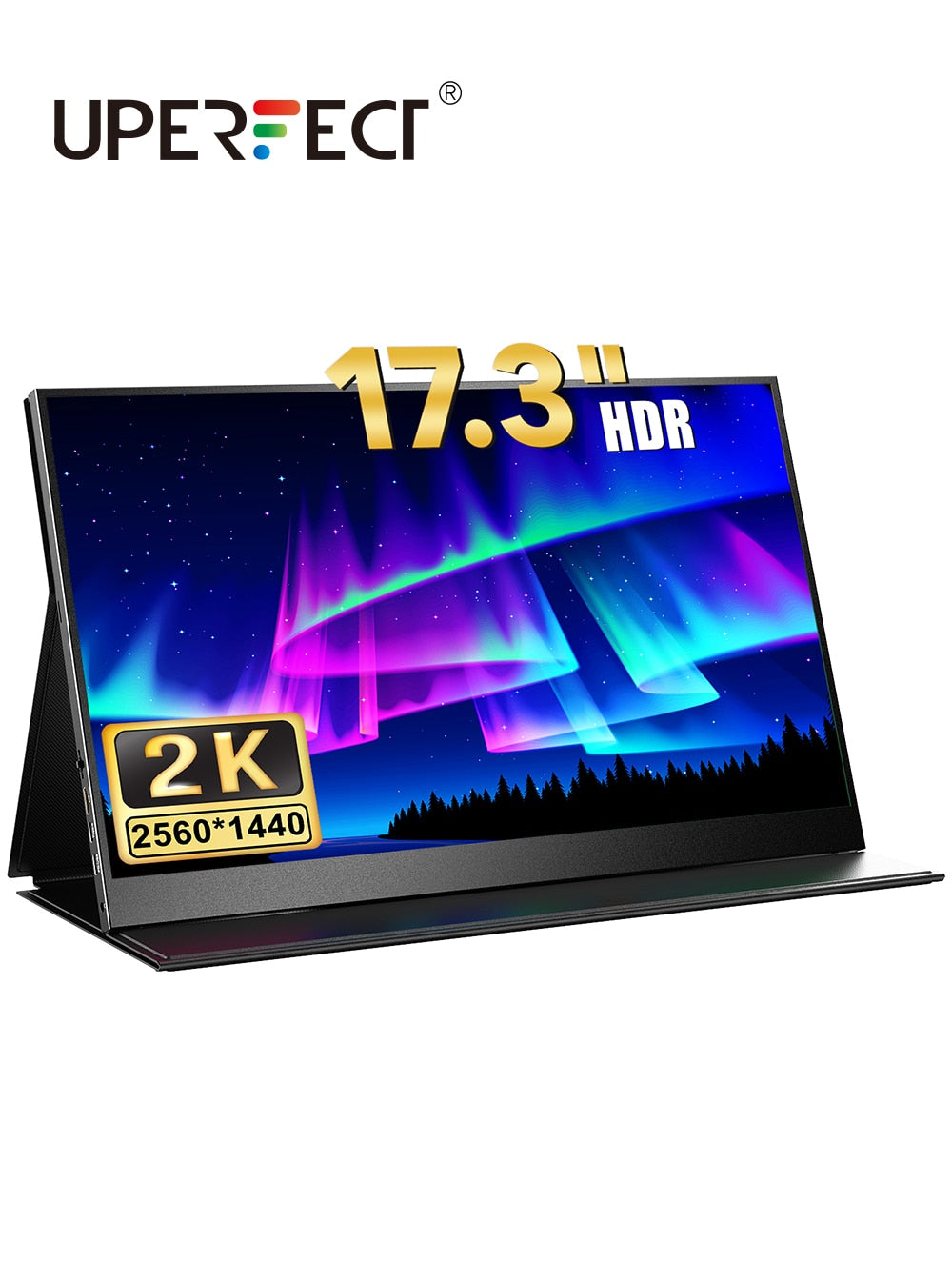 Tragbarer 2K-Monitor 17,3-Zoll-IPS-Bildschirm mit schmaler Lünette USB C /HDMI, Externes großes Gaming-Display für Laptop-PC-Mac-Telefon