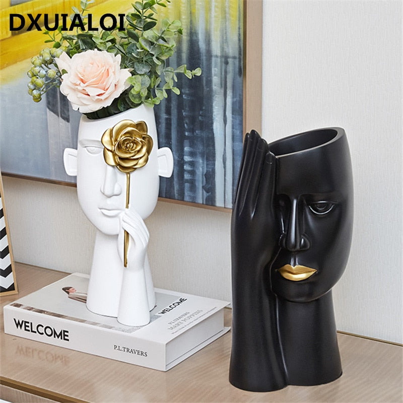 Kreative nordische Vase, Kunst für Wohnzimmer, Weinschrank, Dekor, Schrank, Couchtisch, Blumenarrangement, Harzvase, Geschenk, Heimdekoration