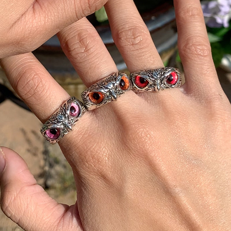 Charmante Mode Eule Ring Design, Multicolor Augen