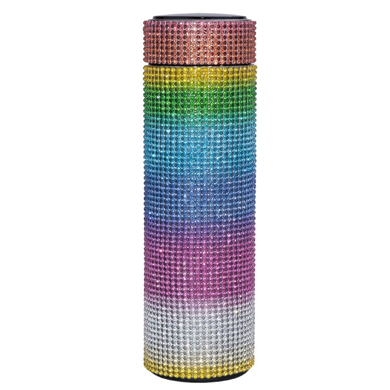 480 ml Smart Diamond Thermosflasche Temperaturanzeige Edelstahl Wasserflasche für Mädchen, Kaffeetasse Thermosbecher Erwachsenes Geschenk