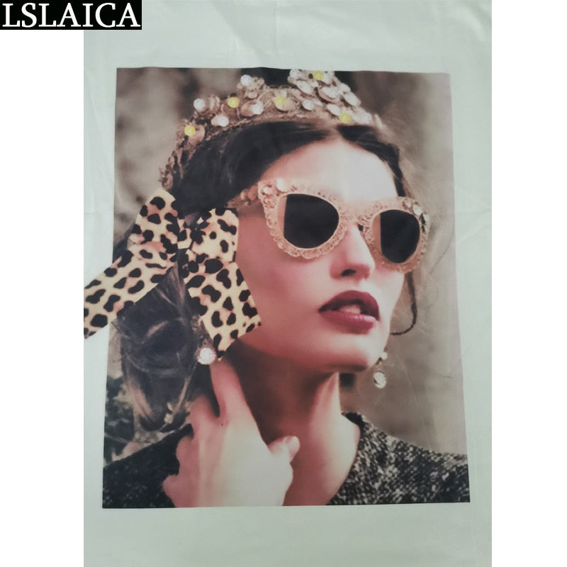 Zwei Teile Set für Damen O-Neck T Shirt& Rock Set, Fashion Leopard Print Office Frauen Set