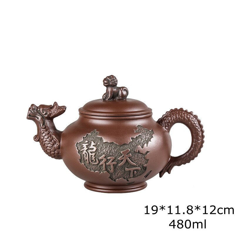Große Kapazität handgefertigte Teekannen Yixing Lila Ton, Exquisite, handgefertigte, berühmte, chinesische Yixing-Teekanne und Tassen-Set