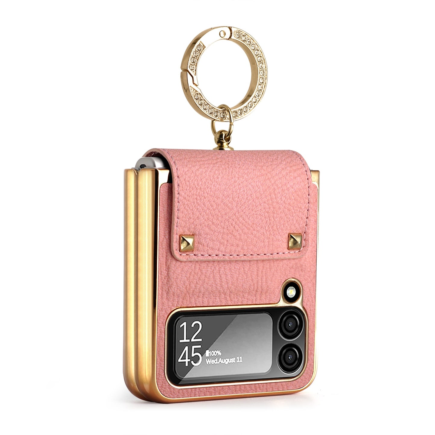 Vietao Z Flip3 Flip4 Beschichtung PC Ringhalter Orange Leder Handytasche für Samsung Galaxy Z Flip 4 3 Zflip4 Hülle