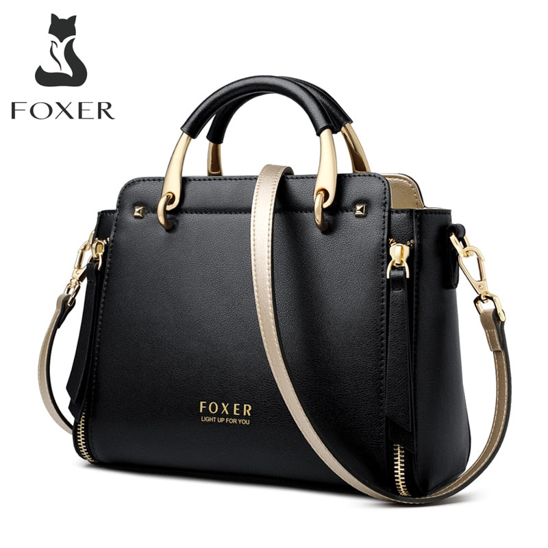 FOXER Handtaschen für Damen, echtes Leder, Umhängetasche