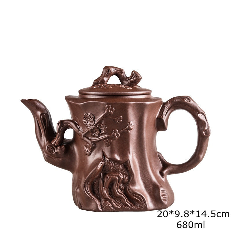 Große Kapazität handgefertigte Teekannen Yixing Lila Ton, Exquisite, handgefertigte, berühmte, chinesische Yixing-Teekanne und Tassen-Set