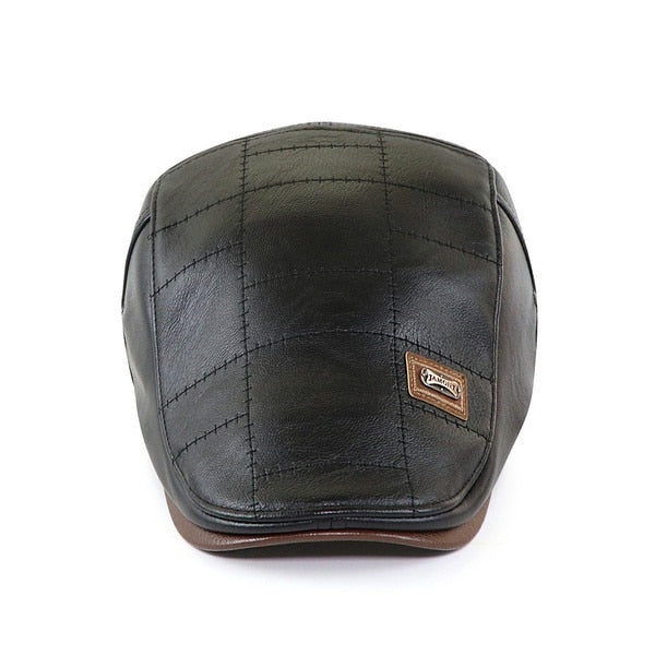 Herren Top Level Leder Newsboy Cap, Winter Herbst Warme Schiebermützen, Vintage Man Boinas Gatsby Hüte