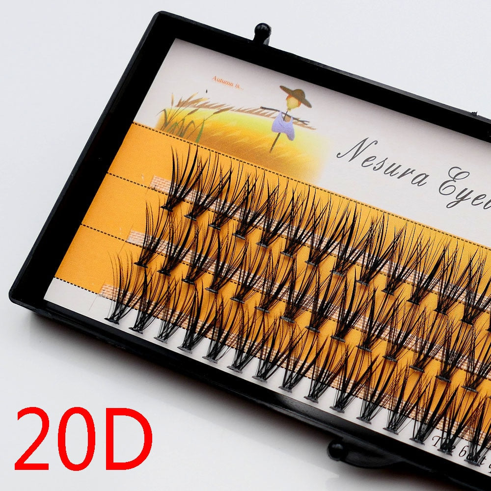 1Karton/60 Bündel 20/30D gefälschte Wimpern, Nerzimitat Einzelwimpern, natürliche dichte Wimpern, Wimpernverlängerungen für Make up
