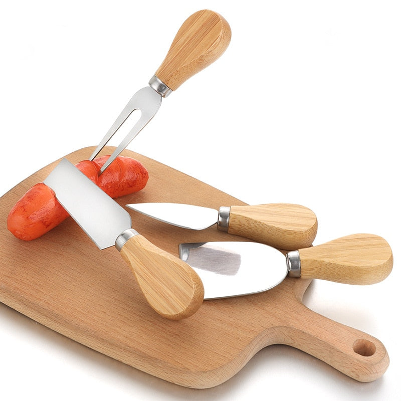 4 teile/satz Holzgriff Messer Sets, Eiche Bambus Käseschneider