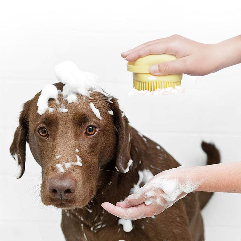 Badebürste mit Shampoospender für Hunde & Katzen