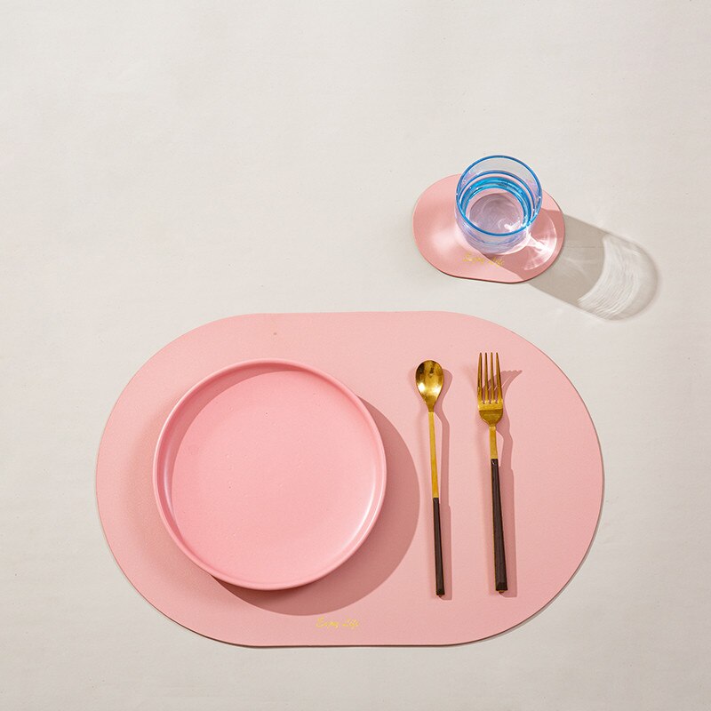 Tischset für Esstisch, wasserdicht, rutschfest aus PU-Leder, Tischset, Untersetzer, Tasse, Wein