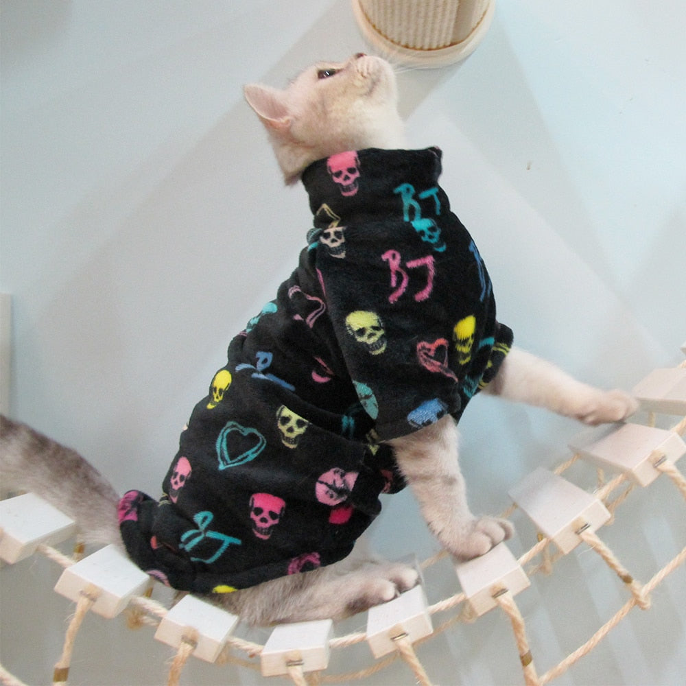 2022 Neue Haarlose Katze Pullover Winter Mode Verdickung Warme Sphynx Kleidung Zuhause Bequeme Winterhundekleidung für Kleine Hunde