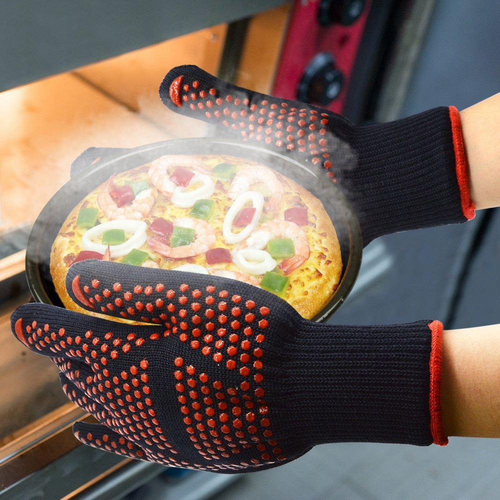 2 Stück Küche Hitzebeständige Handschuhe, Ofenhandschuhe Silikonhandschuhe