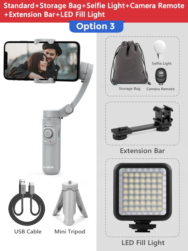 AXNEN HQ3 3-Achsen faltbar Smartphone, Handheld Gimbal für Handy Videoaufnahme Vlog Stabilisator für Smartphone