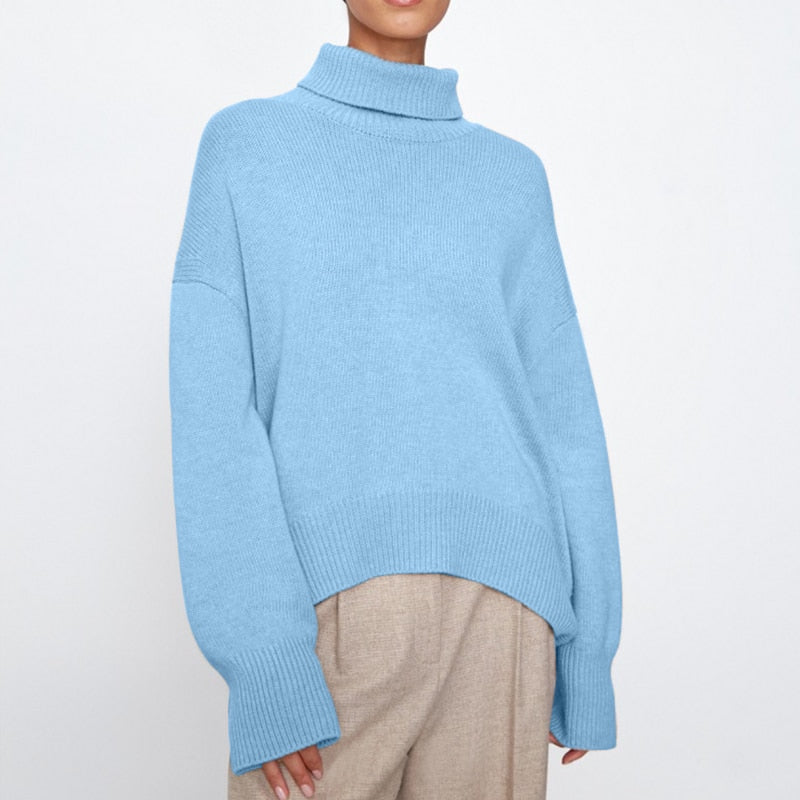 Kaschmir eleganter Rollkragen Damen Pullover weich gestrickt