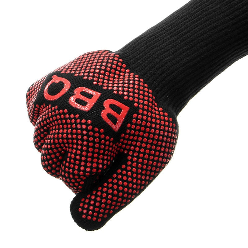 Extrem Hitzebeständige Grillhandschuhe mit 800°C , rutschfest Ofenhandschuhe Backhandschuhe, Silikonisolierte Handschuhe zum Backen , Grillen, Kochen