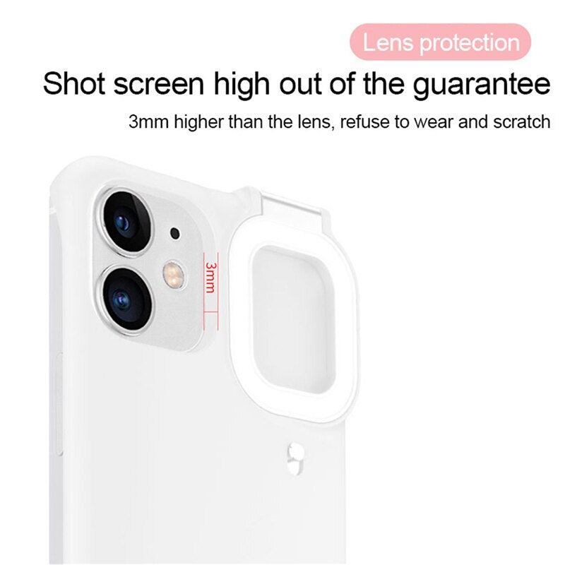 Selfie Beauty Ring Flash Phone Case für iPhone 12 Pro Max, 11, Hüllen mit LED, Selfie Light Portable Protective Back Cover