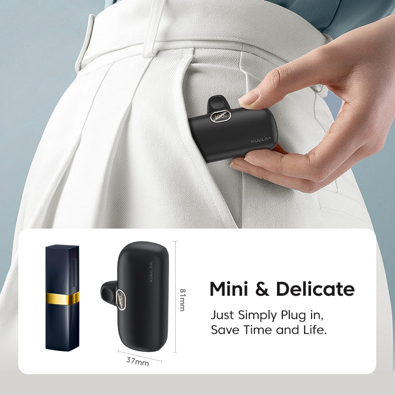 Mini tragbare Powerbank 5000mAh, PowerBank QC PD Schnelles Aufladen für iPhone 14, 13, 12