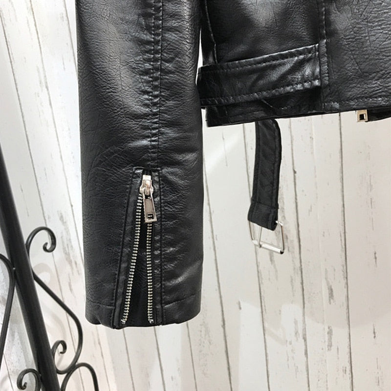 Neue Frühling Herbst Frauen Winter Kunstleder Jacken Mäntel Damen Schwarz Reißverschluss Epaulet, 3D Druck Motorrad Streetwear