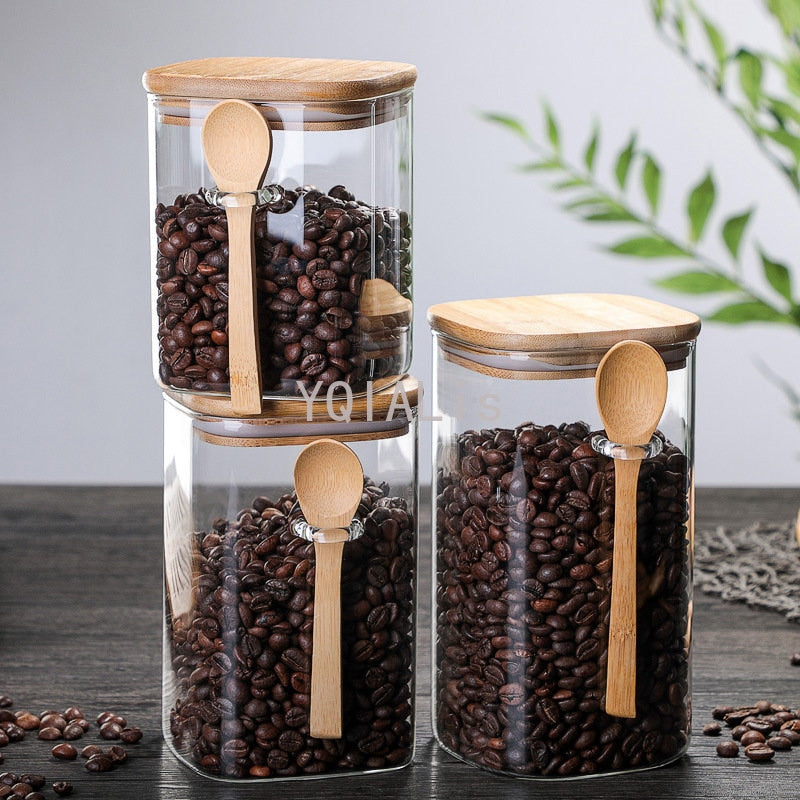 800–1200 ml versiegeltes Glas, Vorratsbehälter für Gewürz, Teebox oder Kaffeebohnen