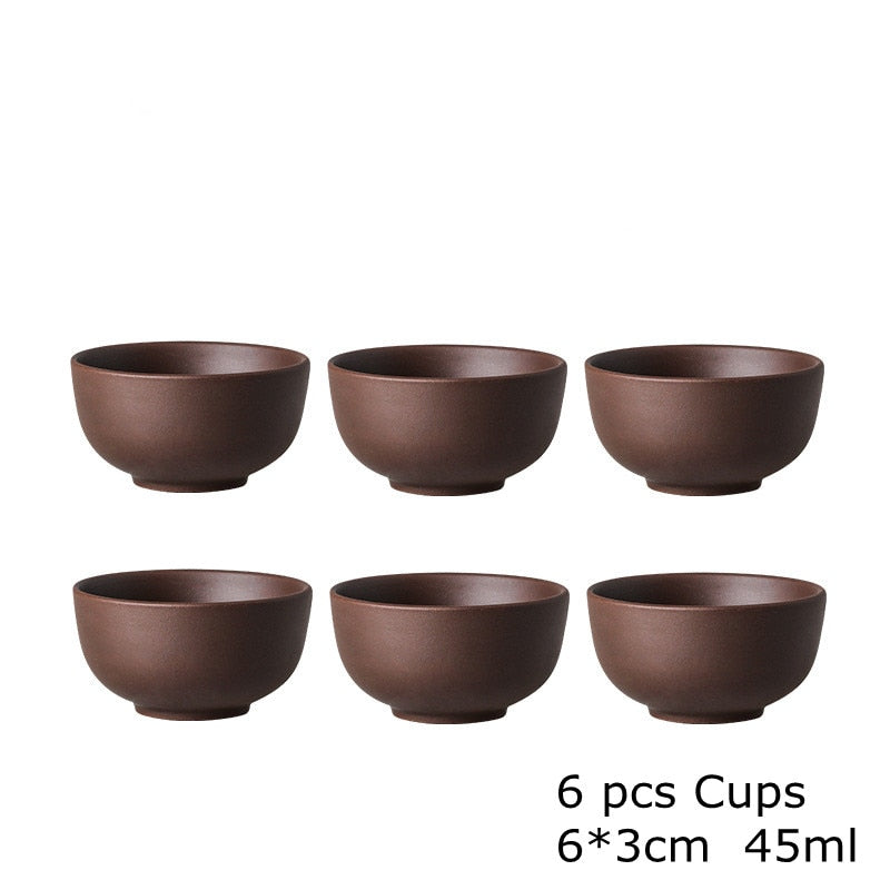Große Kapazität handgefertigte Teekannen Yixing Lila Ton, Exquisite, handgefertigte, berühmte, chinesische Yixing-Teekanne und Tassen-Set
