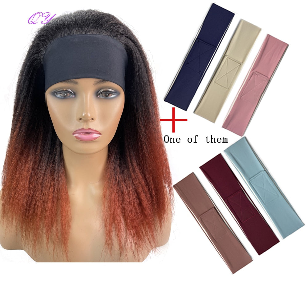 African Straight Headband Wigs Natural Black Medium Length Hairstyle Women's Wig Afro Kinky Free Part Daily Wear Ladies Hair