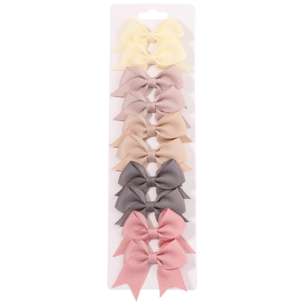 10Pcs/Set neue solide Band Bowknot Haarspangen für Baby Mädchen, handgemachte niedliche HaarnadelsBögen