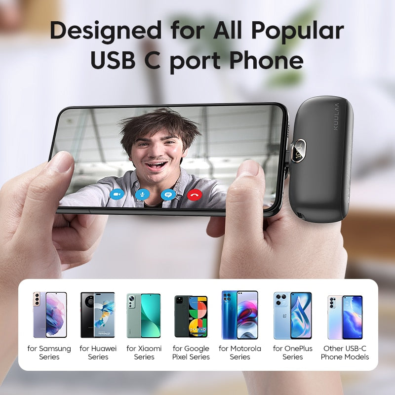 Mini tragbare Powerbank 5000mAh, PowerBank QC PD Schnelles Aufladen für iPhone 14, 13, 12