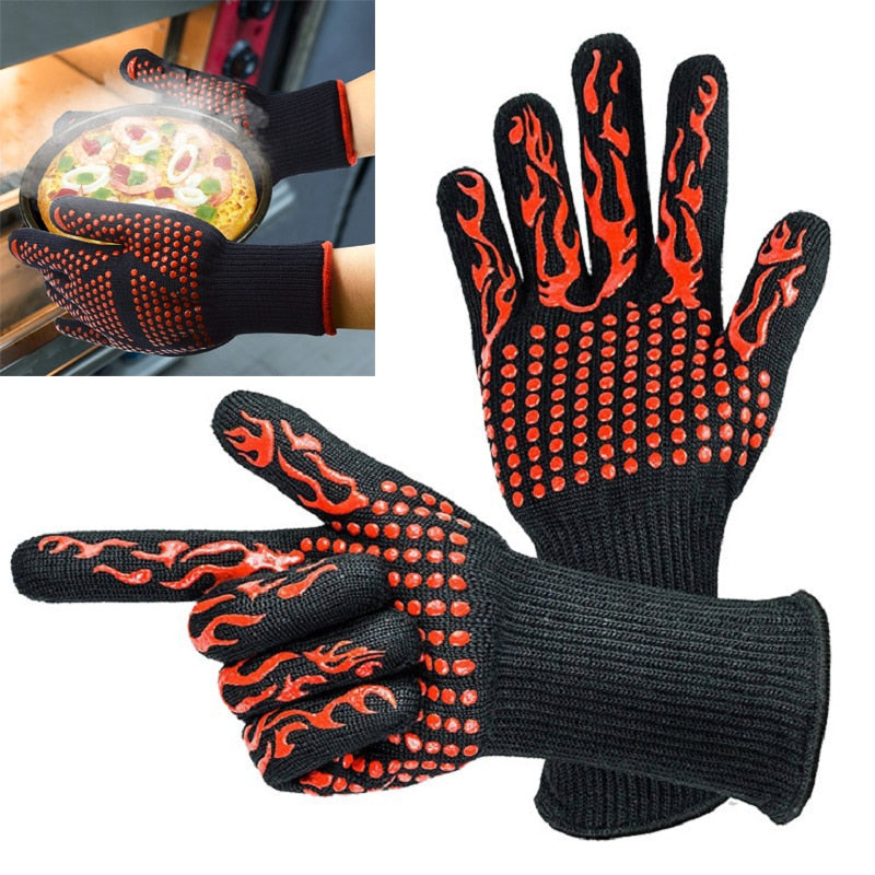 2 Stück Küche Hitzebeständige Handschuhe, Ofenhandschuhe Silikonhandschuhe