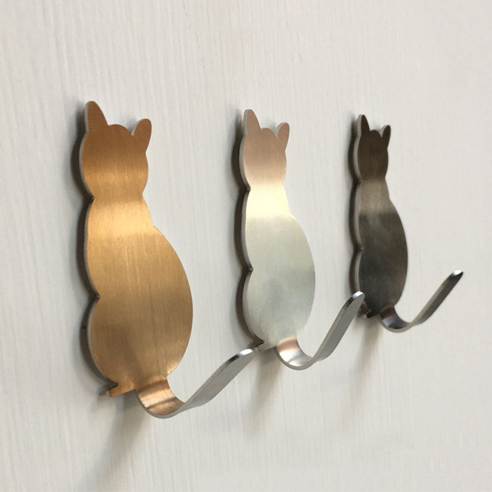 2 Stück selbstklebende Wandhaken mit Katzenmuster, für Badezimmer, Küche, zum Aufkleben an der Wand