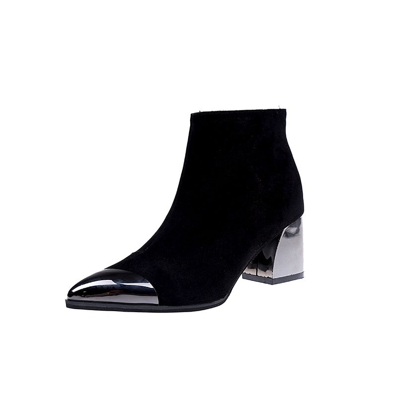 Mode Damen hohe Absätze Stiefel, warme Schuhe spitze Zehe