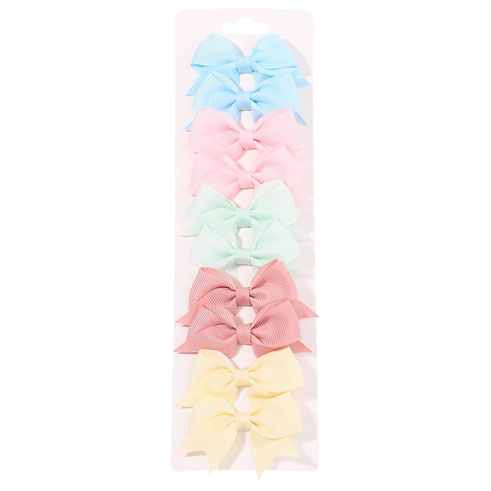 10Pcs/Set neue solide Band Bowknot Haarspangen für Baby Mädchen, handgemachte niedliche HaarnadelsBögen