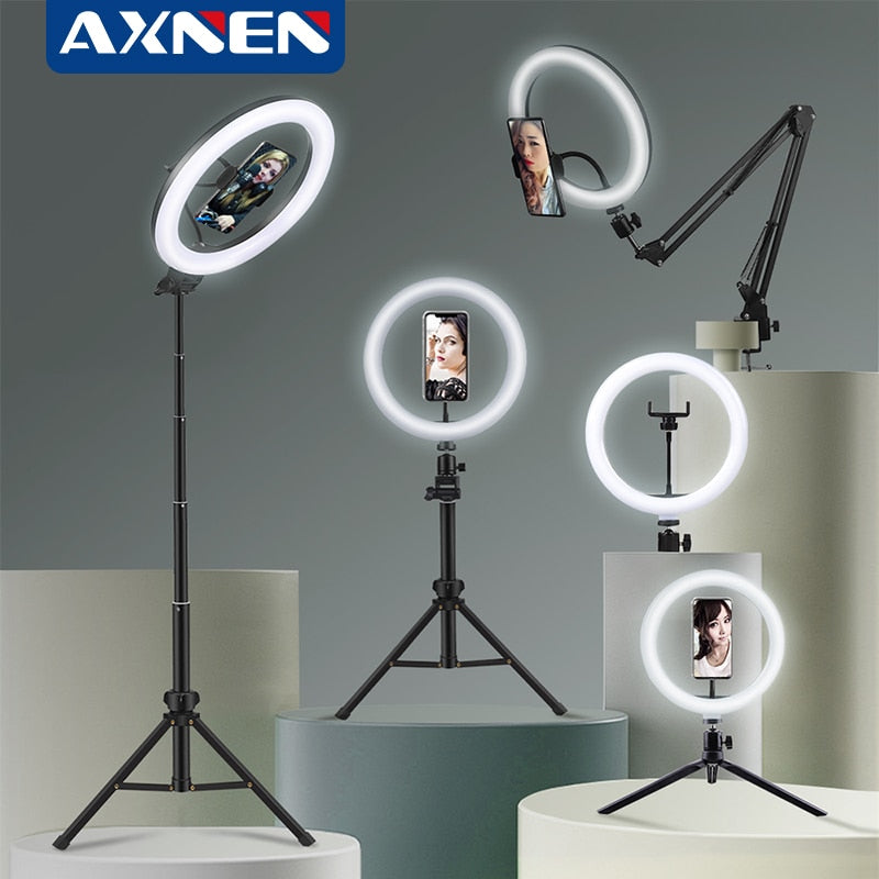 Selfie-Ringlicht-Fotografie-LED-Lampenrand mit optionaler mobiler Halterung, Stativ-Ringlicht für Live-Video-Stream