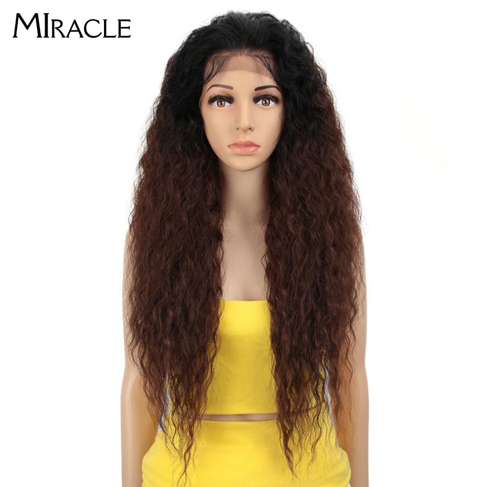 13*4 Synthetische Lace Front Perücke, Lockige Afro Perücken für Frauen 30Zoll Natürliche Perücken Wunder Haar