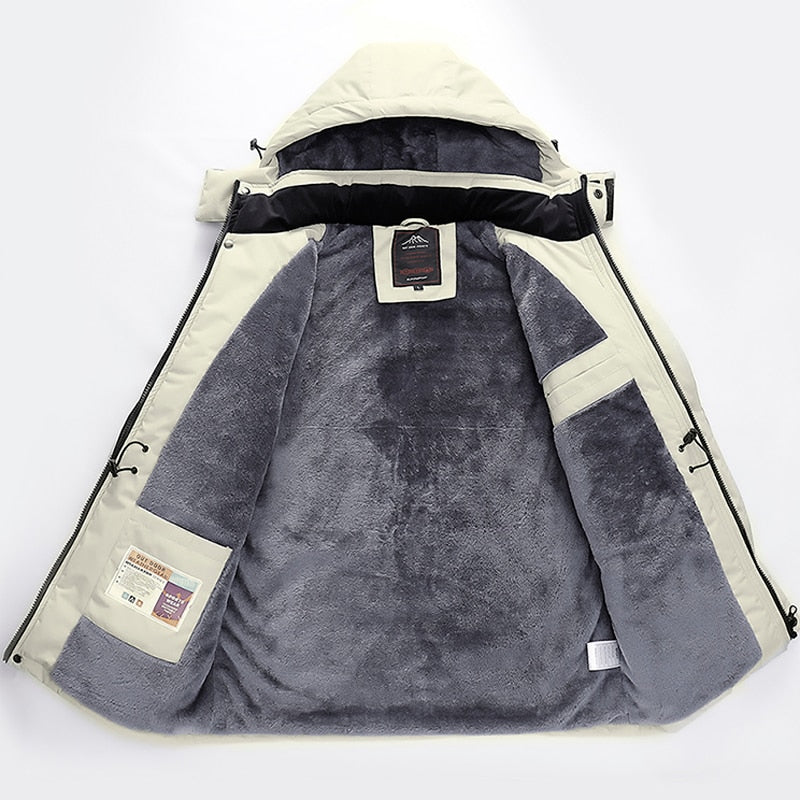 Winter Herren Fleece Jacke, Wasserdichte dicke warme große Größe 7XL 8XL