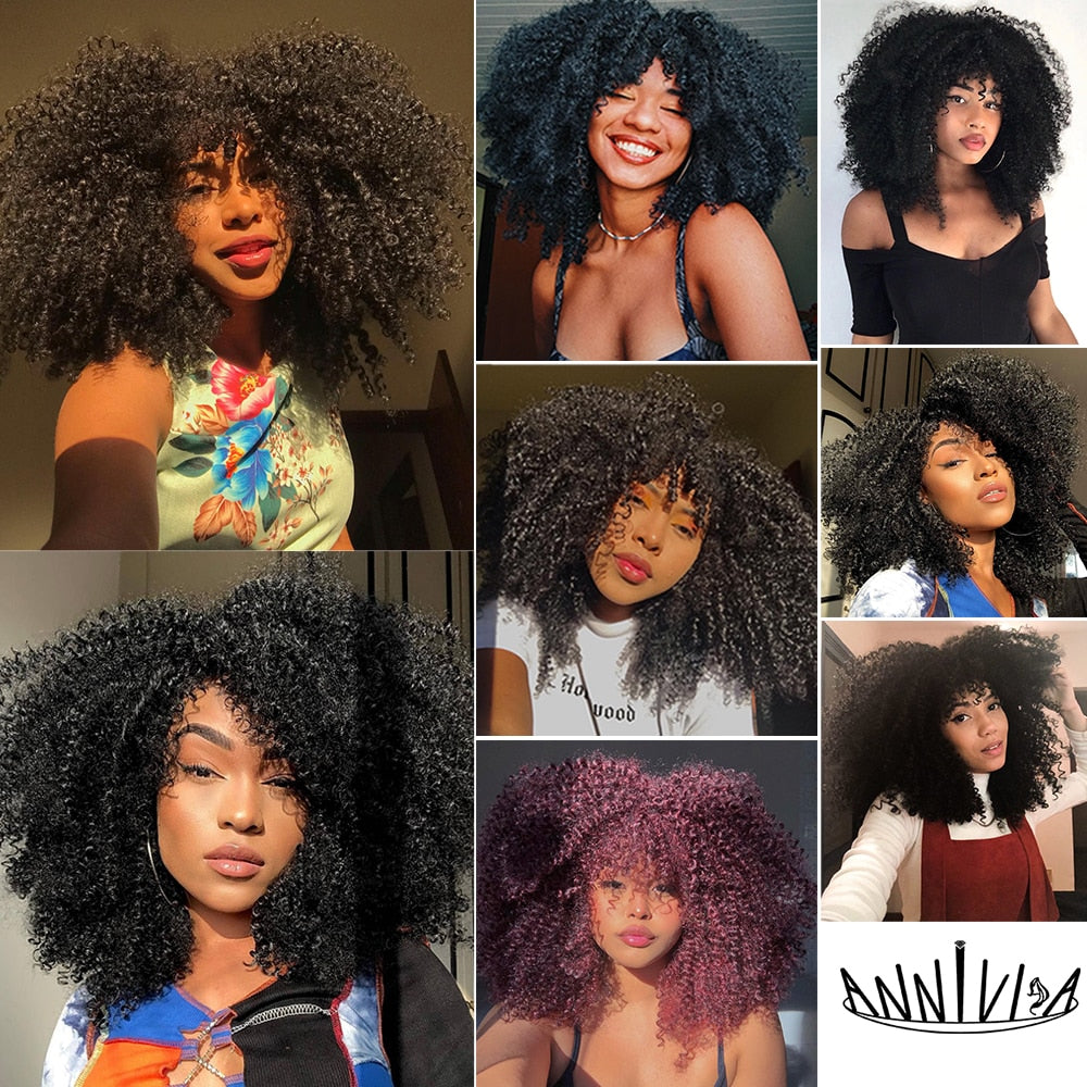 Kurzes Haar Afro Kinky Curly Perücken mit Pony für schwarze Frauen, afrikanische synthetische Lolita Perücken