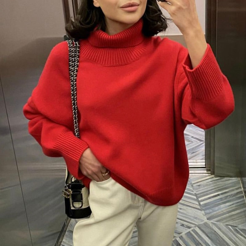 Kaschmir eleganter Rollkragen Damen Pullover weich gestrickt