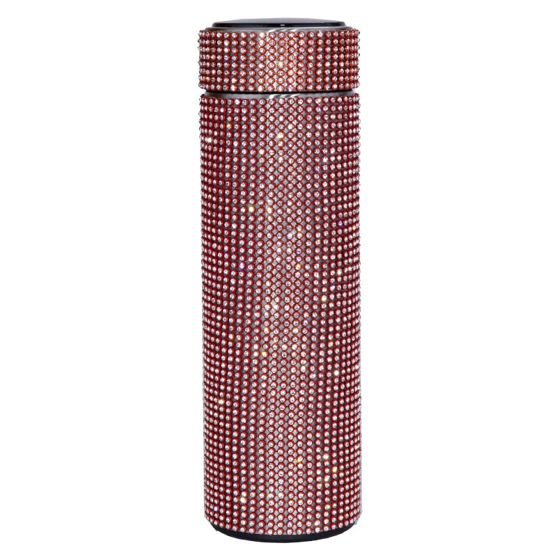 480 ml Smart Diamond Thermosflasche Temperaturanzeige Edelstahl Wasserflasche für Mädchen, Kaffeetasse Thermosbecher Erwachsenes Geschenk