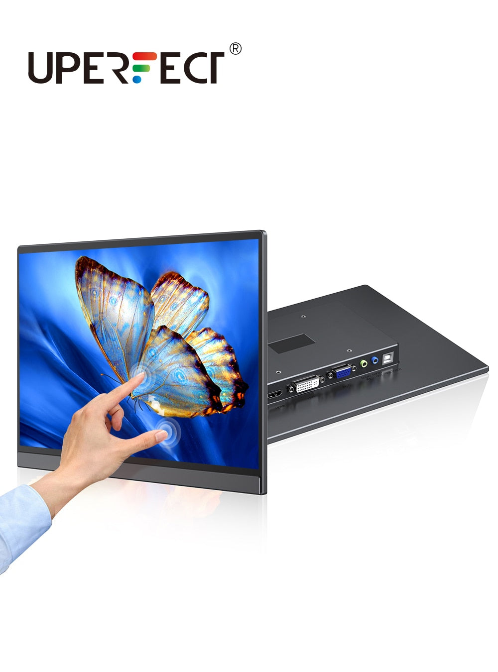 Tragbarer 13,3-Zoll-HDR-1080P-IPS-Monitor mit VESA-HDMI-VGA-DVI-Industrieeingang, 1000:1-Kontrastverhältnis, IPS-Touch-Display