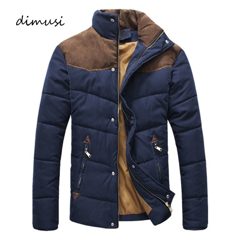 Winter warme Männerjacke aus Baumwolle mit stehenden Kragen, Gepolsterte Mantel, Oberbekleidung 4XL