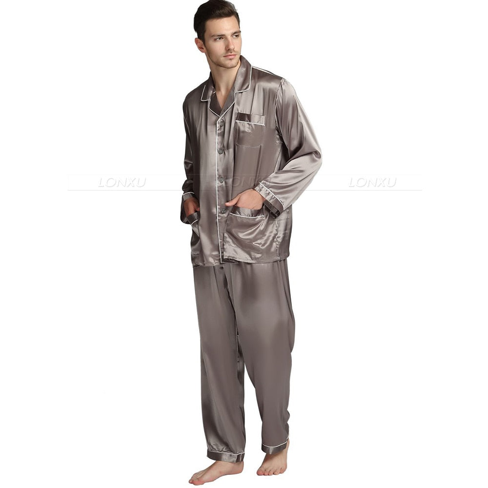 Herren Schlafanzug Set Satin