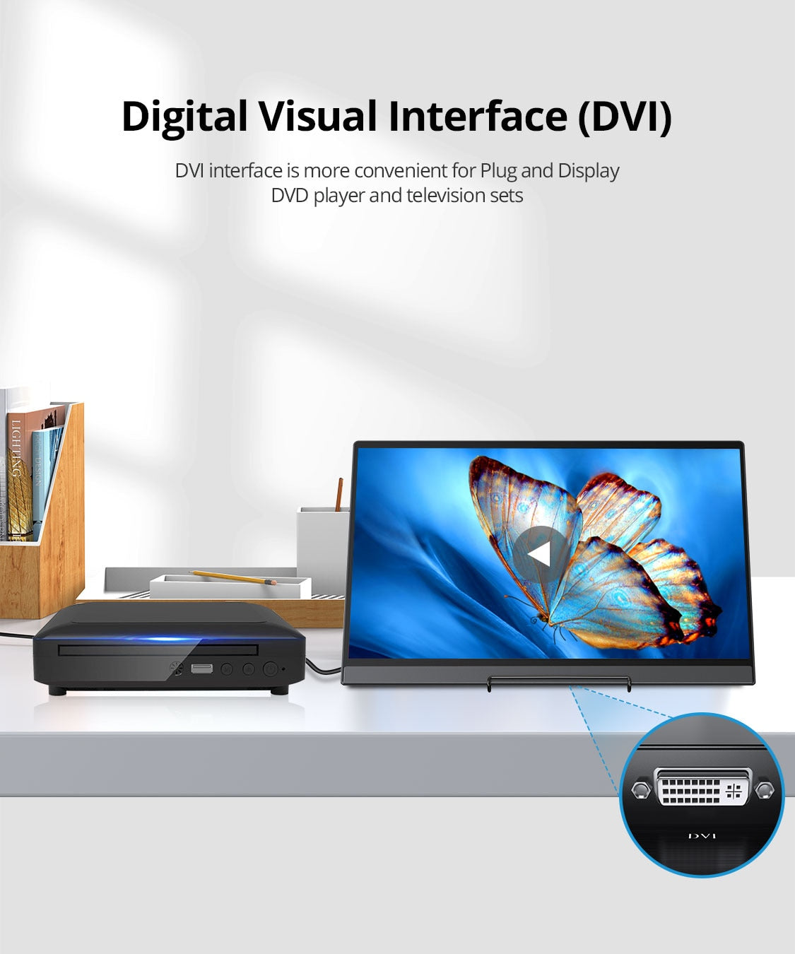 Tragbarer 13,3-Zoll-HDR-1080P-IPS-Monitor mit VESA-HDMI-VGA-DVI-Industrieeingang, 1000:1-Kontrastverhältnis, IPS-Touch-Display