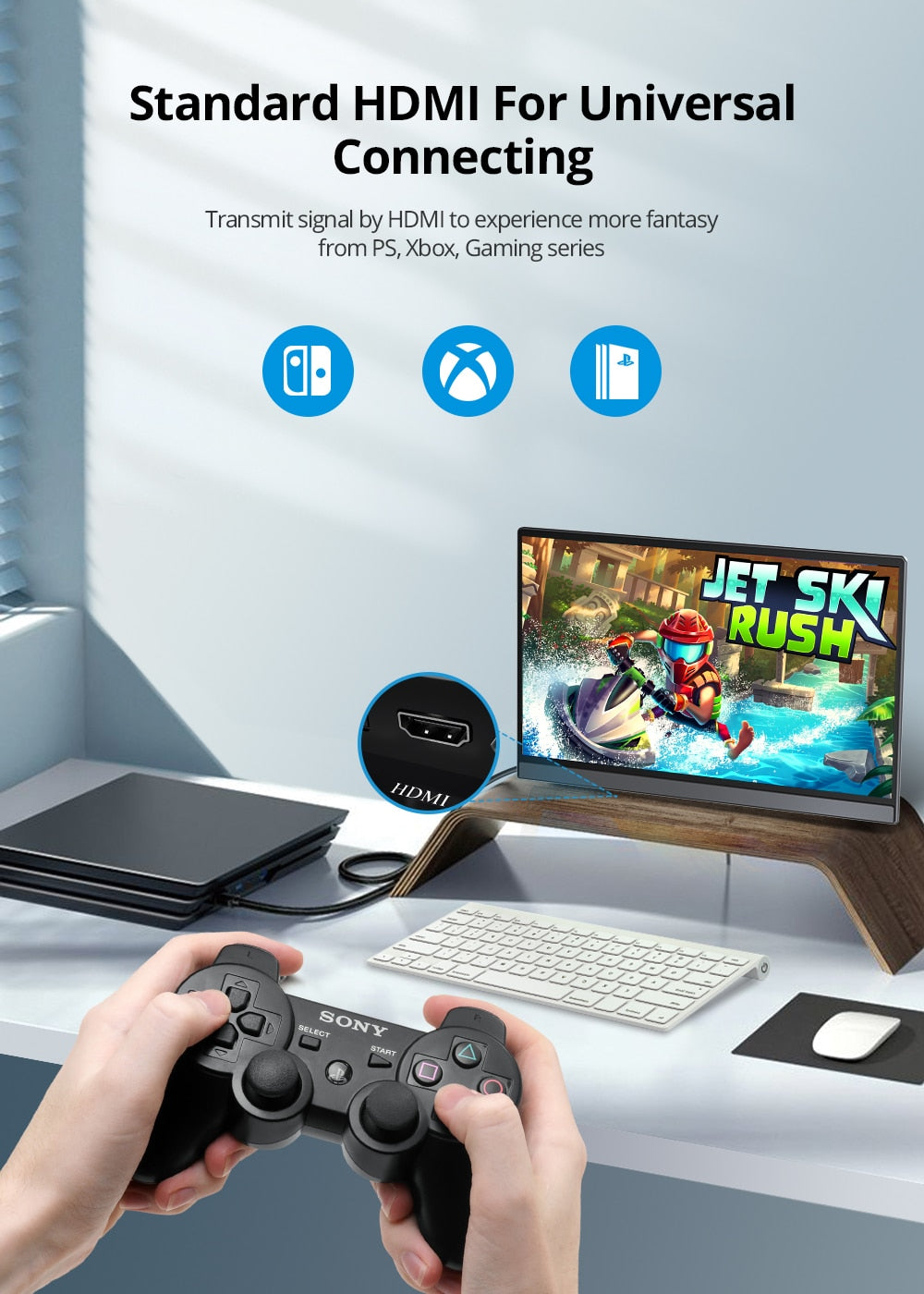 Tragbarer 13,3-Zoll-HDR-1080P-IPS-Monitor mit VESA-HDMI-VGA-DVI-Industrieeingang, 1000:1-Kontrastverhältnis, IPS-Touch-Display