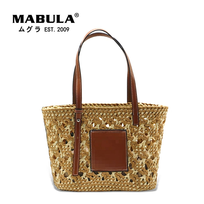 Luxus Design Handgewebte Damentaschen, Sommer Hohl Geflochtene Strand Schultertasche, Große Kapazität