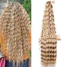 Synthetische Haarverlängerungen für Herbstfrauen Afro Curly Hair Bundles 24 Zoll, Ombre Blonde High Temperature Fiber Hair Weave Bundle